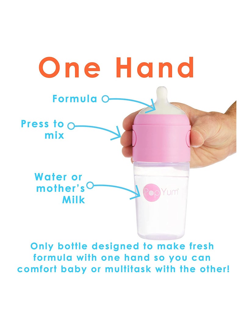 Anti-Colic Formula Making, Mixing, Dispenser Baby Feeding Bottles, 2-Pack With 1 Nipples- 5 oz Pink