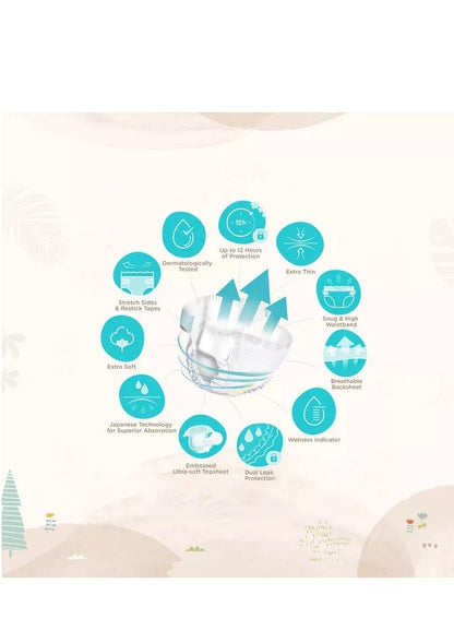 Mumz Care Baby Diapers, Ultra-Thin with Super Absorbency, Size 4, 9-14 Kg, 5 Pack & 120 Diapers.