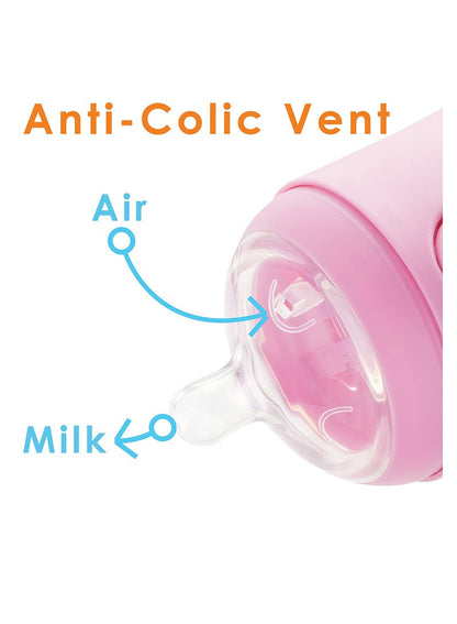 Anti-Colic Formula Making, Mixing, Dispenser Baby Feeding Bottles, 2-Pack With 1 Nipples- 5 oz Pink