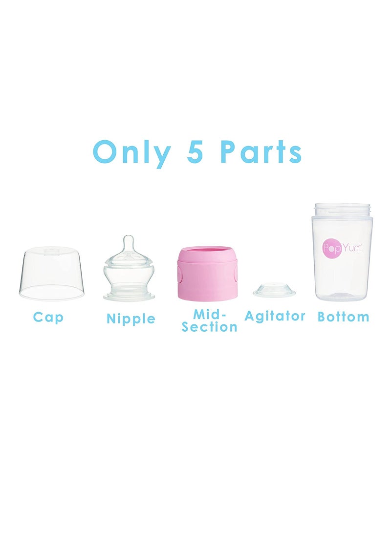 Anti-Colic Formula Making, Mixing, Dispenser Baby Feeding Bottles, 2-Pack With 1 Nipples- 5 oz Pink